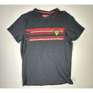 Ferrari Scuderia Shield Graphic T-Shirt Black Red Stripes‎ Men's Size Small
